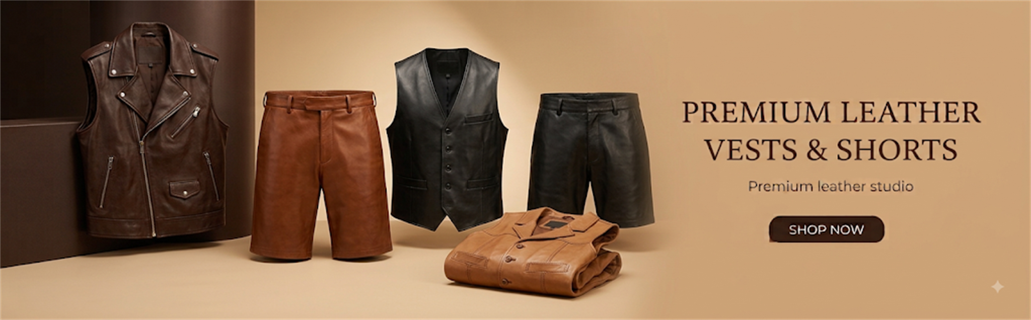 Premium leather vests and shorts