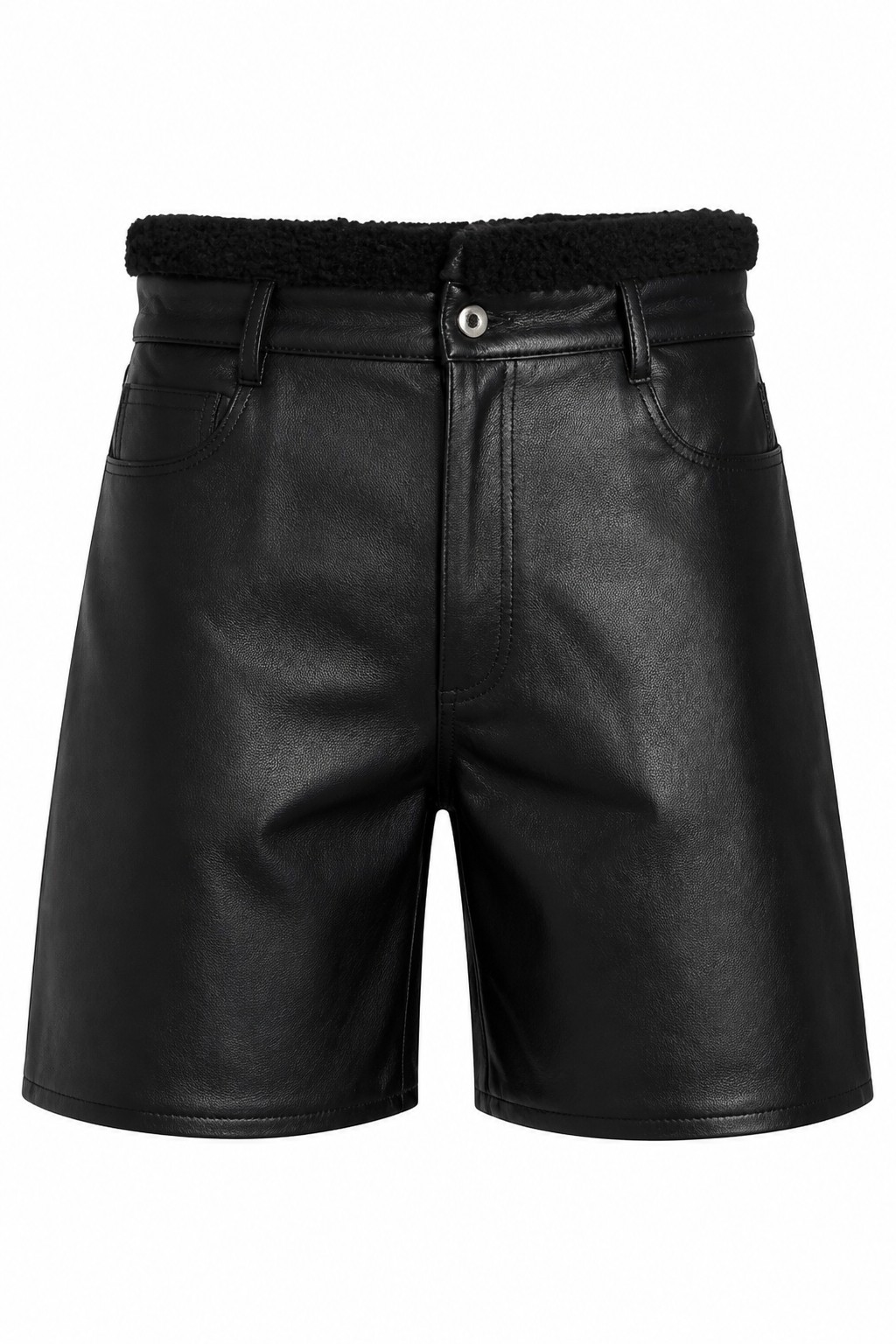 Fur Lined Leather Shorts 01